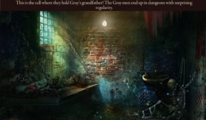 Screencap from Grim Tales The Legacy about the Gray family's tendency to get locked in dungeons