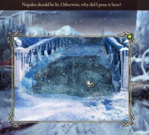 Screencap from Grim Tales the Wishes encouraging me to set a bridge on fire