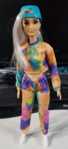 Picture of Barbie Fashionista 107 in a new tie dye outfit and baseball cap
