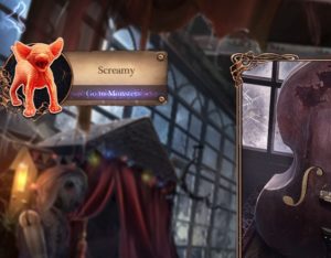 Screenshot from Grim Tales Color of Fright of a discovered creature called Screamy which appears to be a sphynx kitten